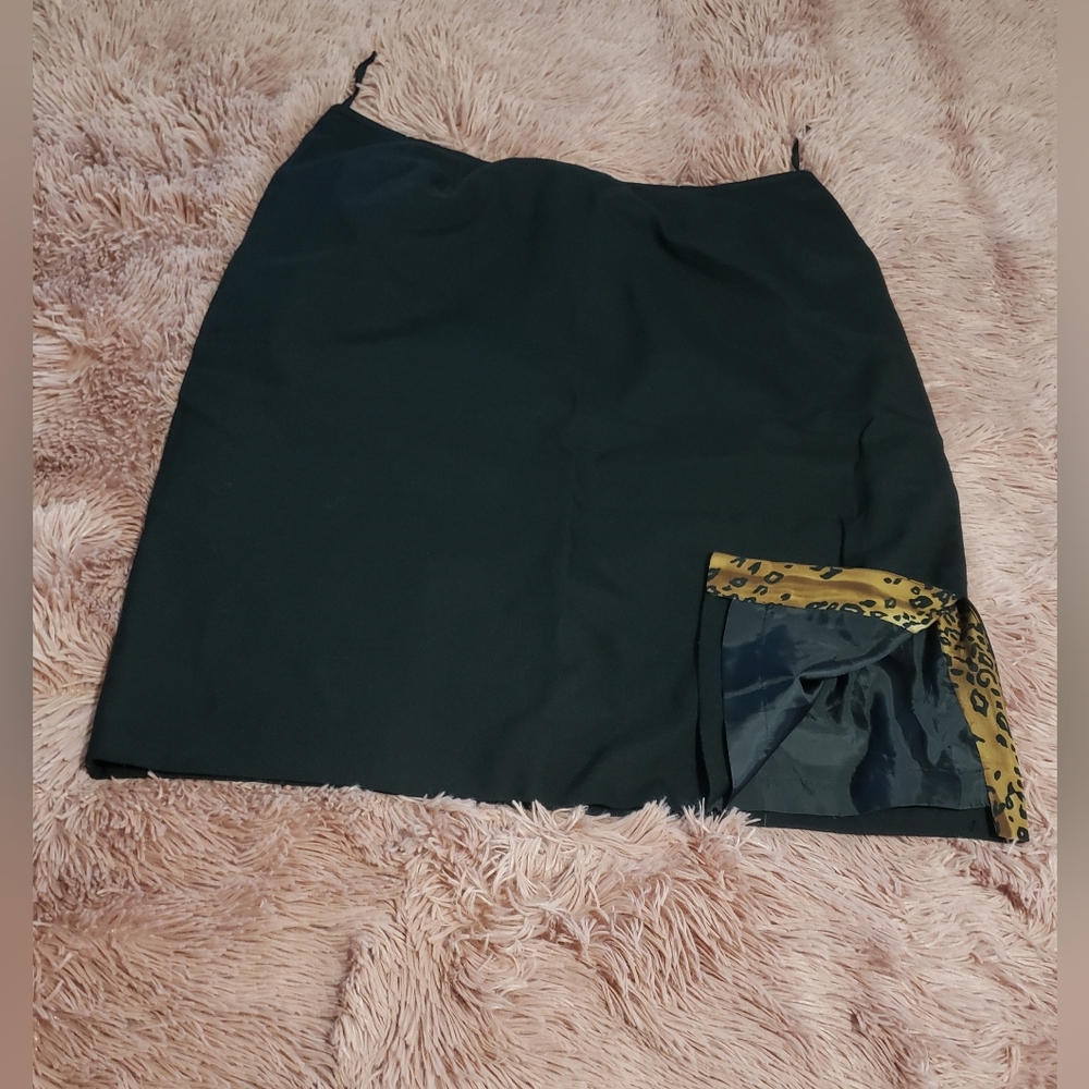 Vintage 90's Kasper black skirt/side slit-leopard 🐆 ♥ print